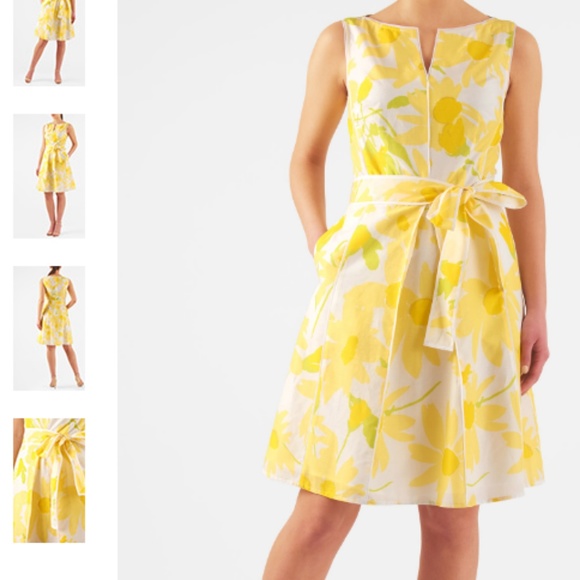 eShakti pale yellow floral piped dress - Picture 2 of 8